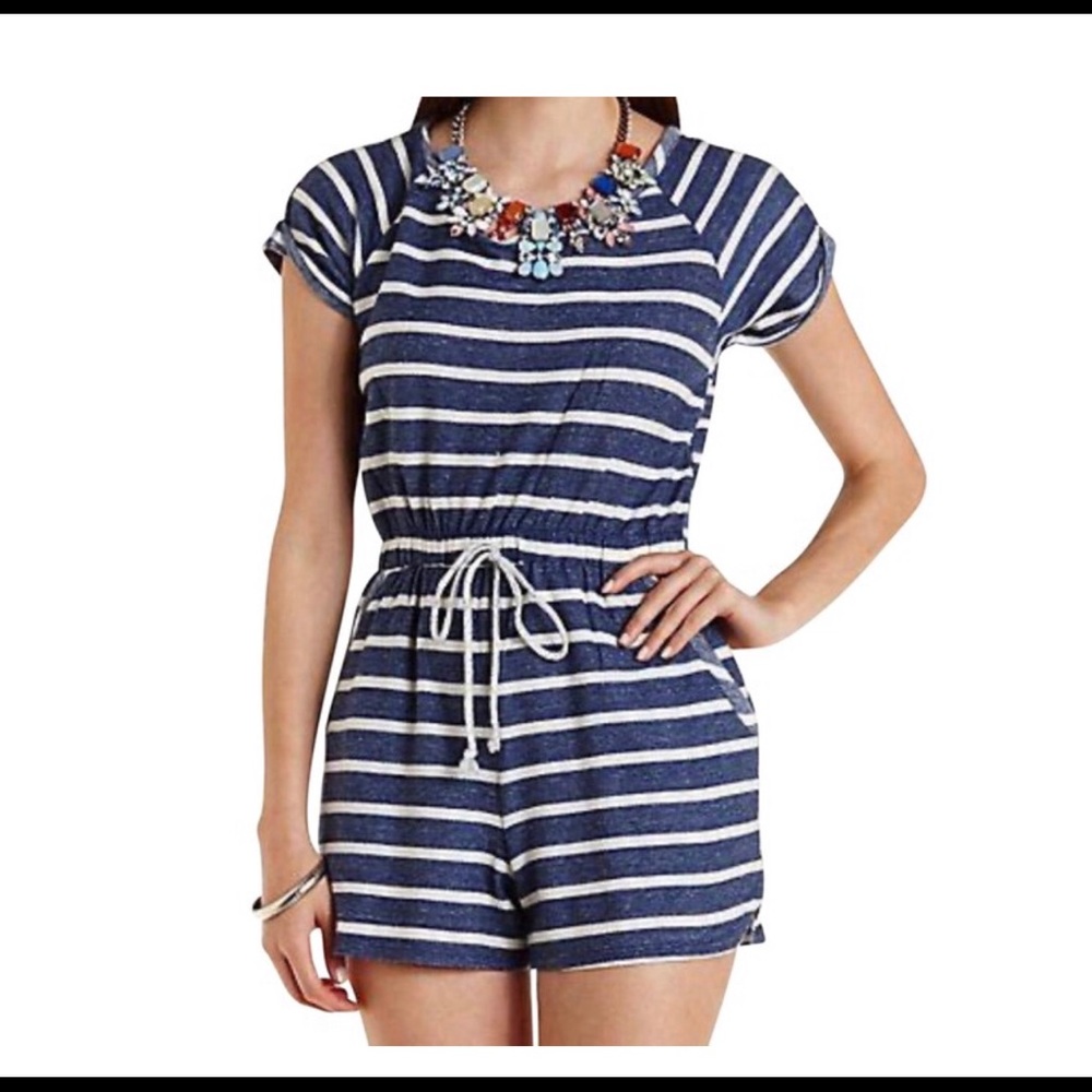 Charlotte Russe Striped Drawstring Romper